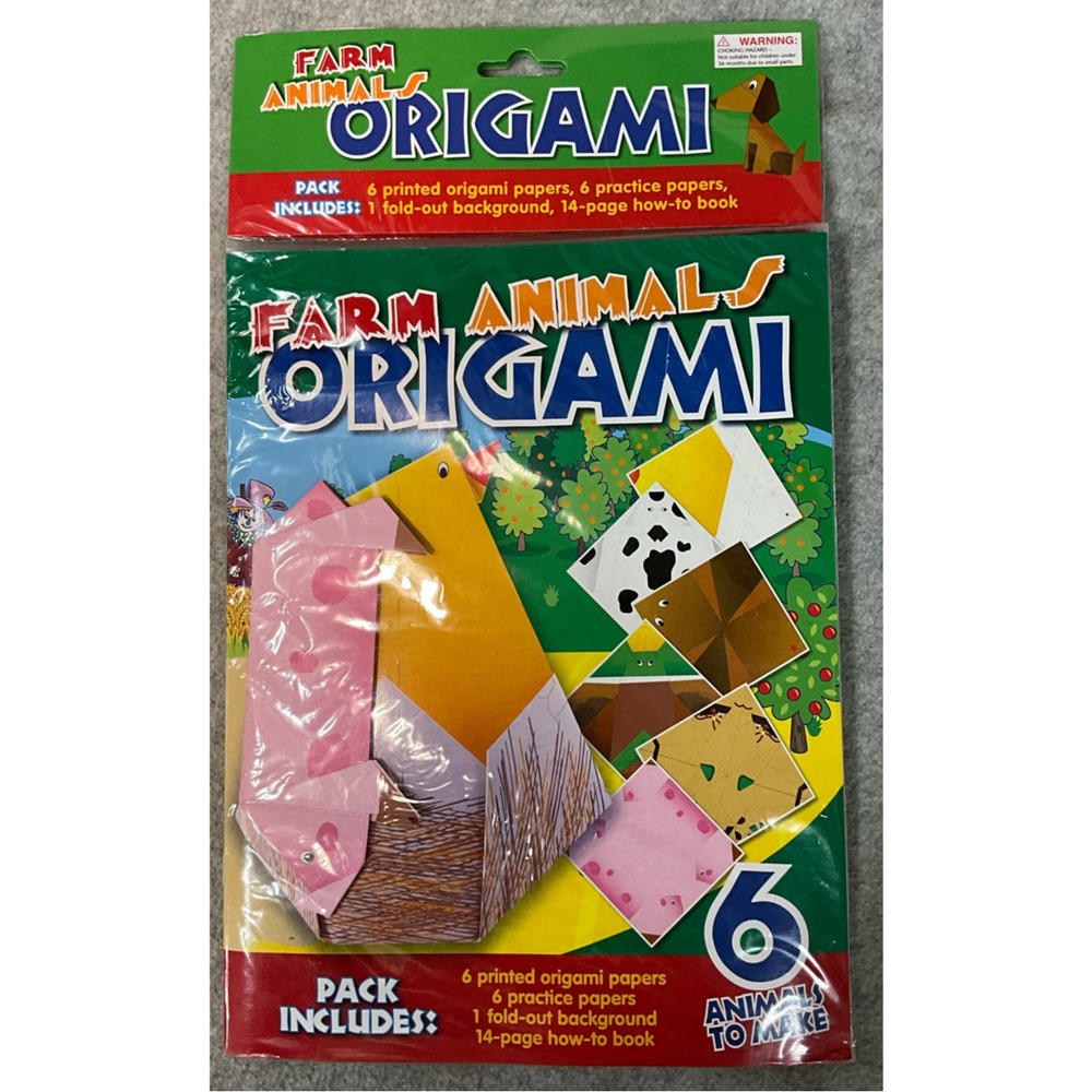 NEW IN PACKAGE Farm Animal Origami 6 Animals Background Practice Pages How Too